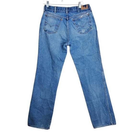 Vtg 80s Levis 557 Blue Jeans Mens 33x34 Distressed Straight Tapered (30x32) USA - Picture 5 of 15